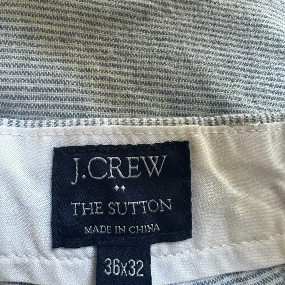 J. Crew The Sutton Chino Pinstripe Cotton Pants Summer 36x32 Preppy Vacation